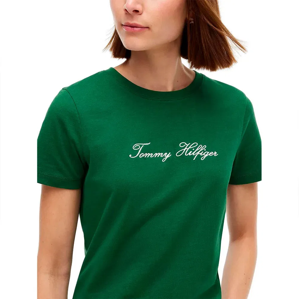 Женская футболка с коротким рукавом Script Regular Fit Tommy hilfiger, Green — фото 4