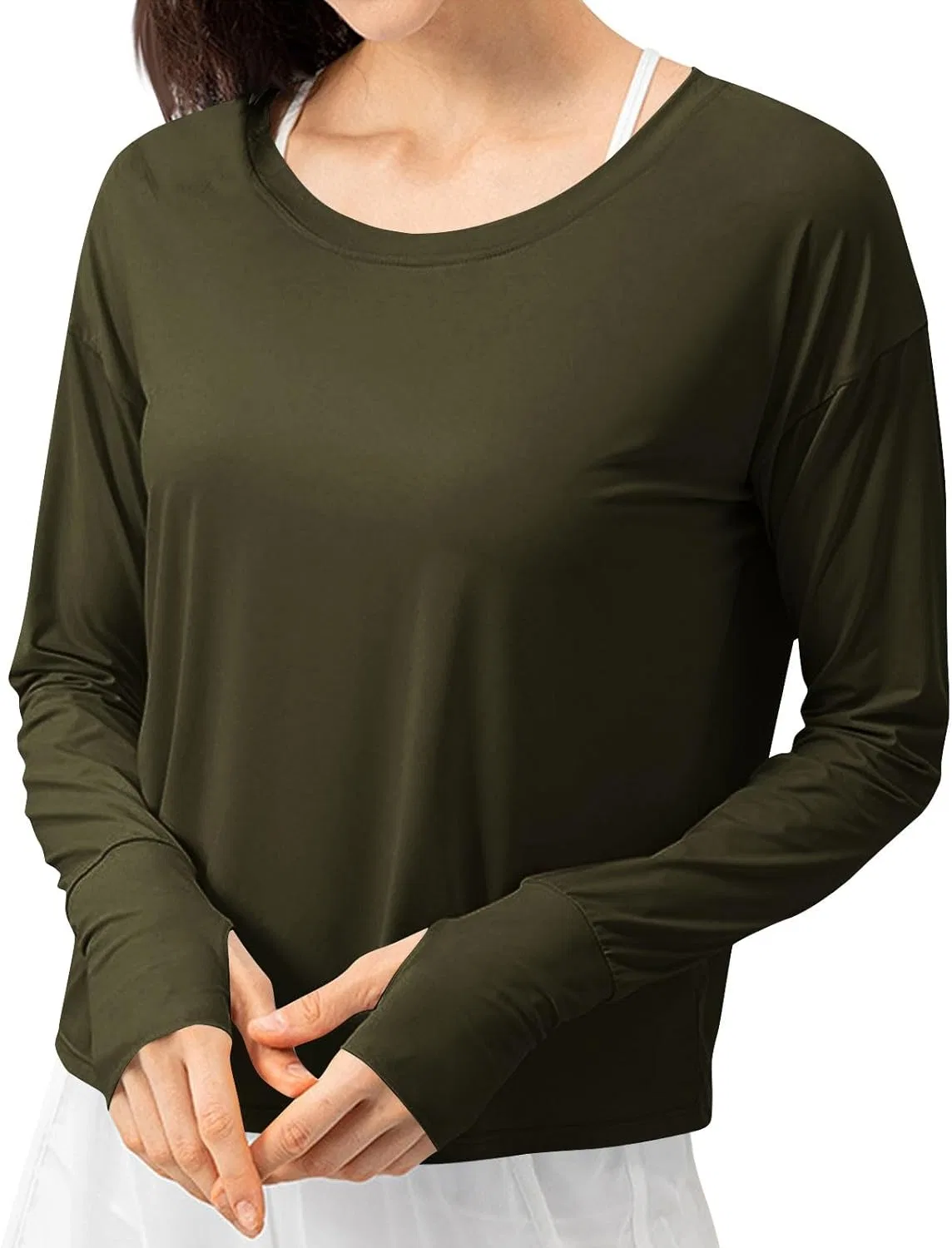 Женская рашгард с защитой UPF 50+ длинный рукав, Army Green