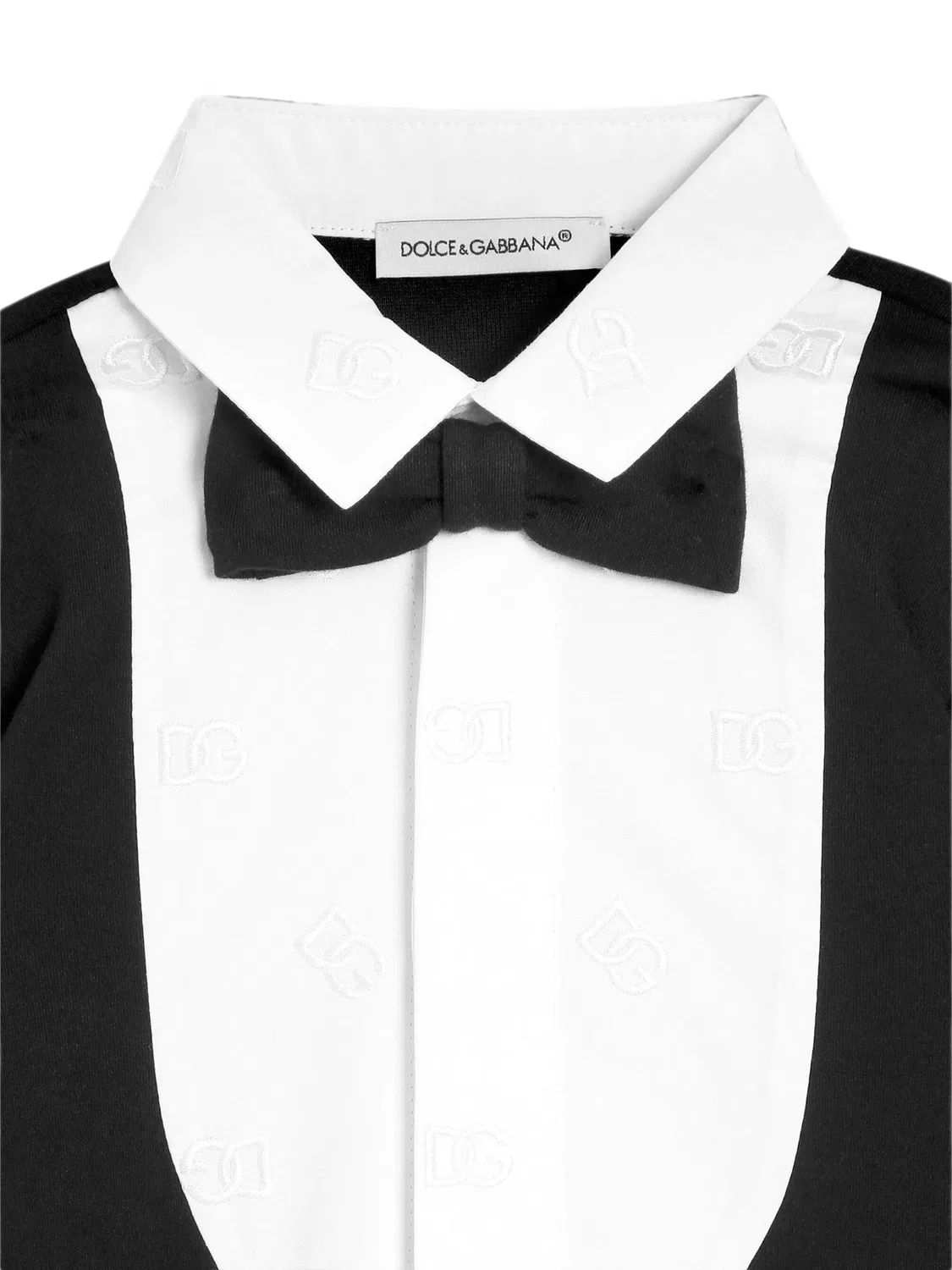 Комбинезон из трикотажа с вышитым бантом Dolce & Gabbana Kids, черный — фото 4