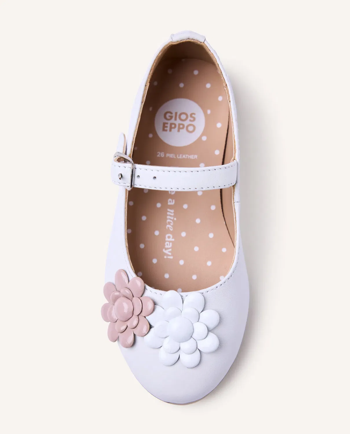 Детские балетки для девочек с цветочным принтом Gioseppo, Blanco / Rosa — фото 3