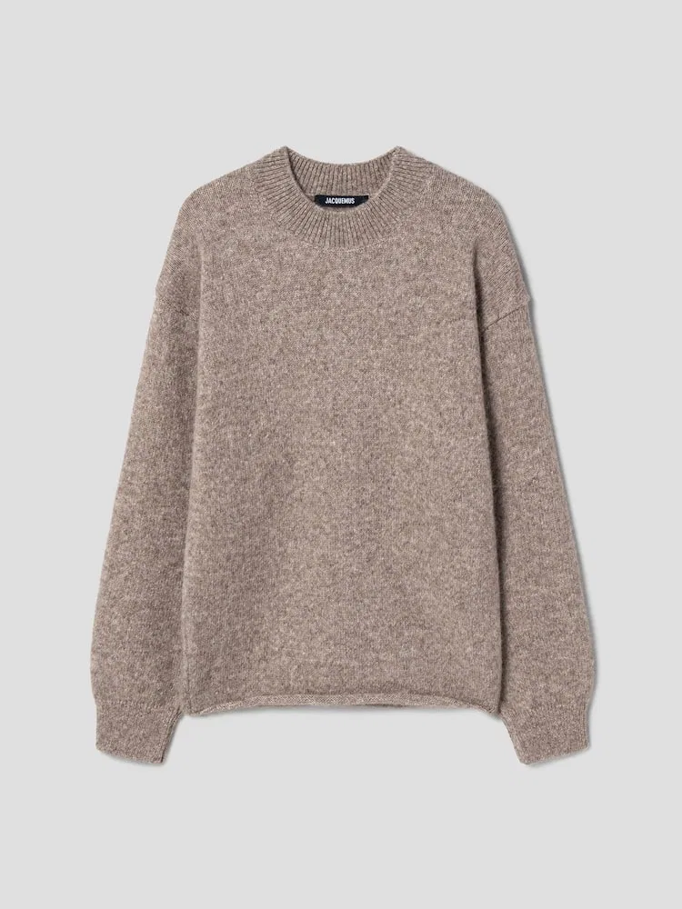 Свитер пуловер с логотипом JACQUEMUS, Beige
