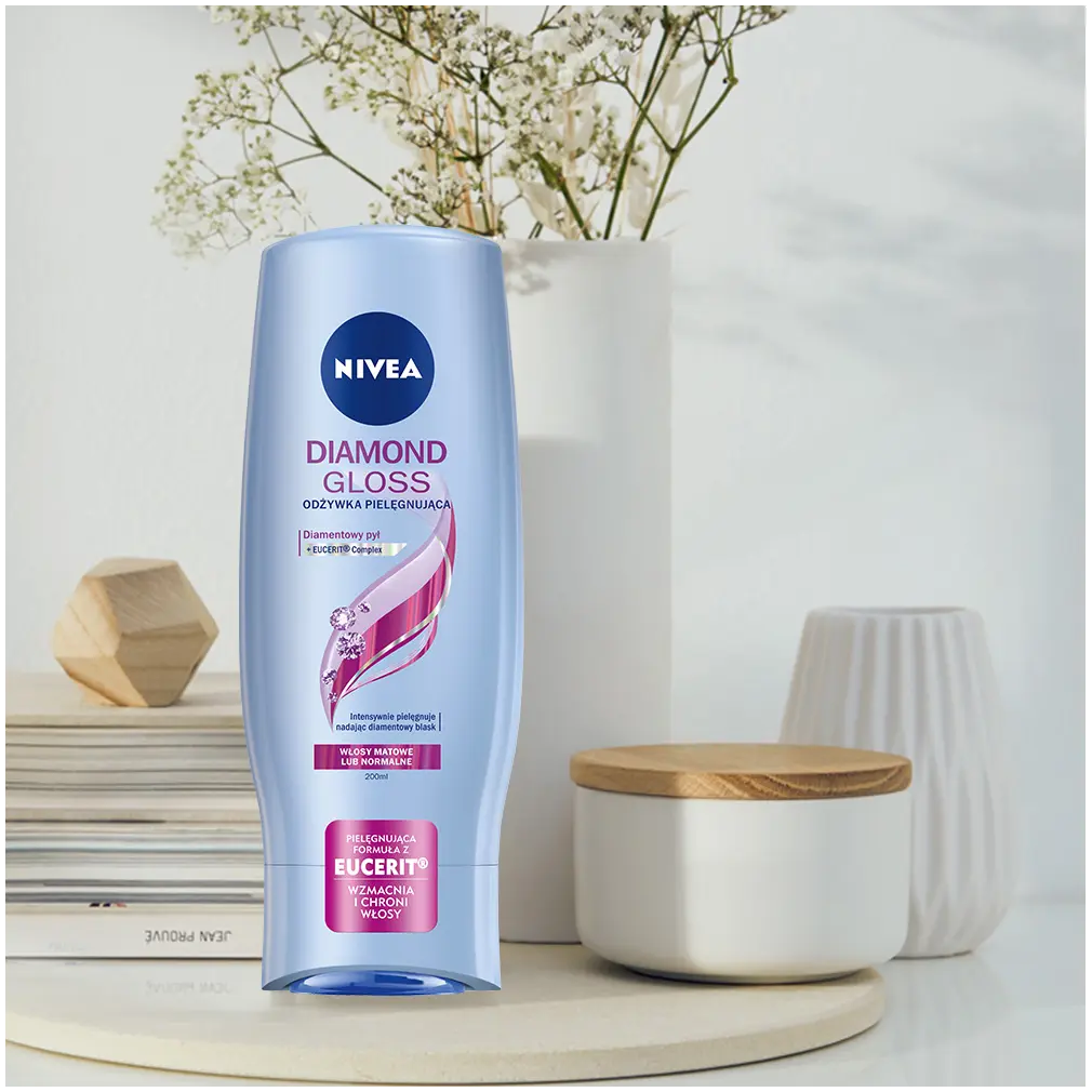 Nivea Diamond Gloss Care нежный кондиционер для волос с алмазной пылью, 200 мл — фото 4