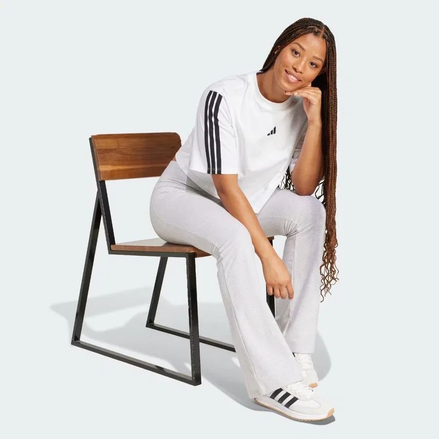 Футболка свободного кроя с длинным рукавом Essentials 3-Stripes Cotton Loose adidas, Белый — фото 3