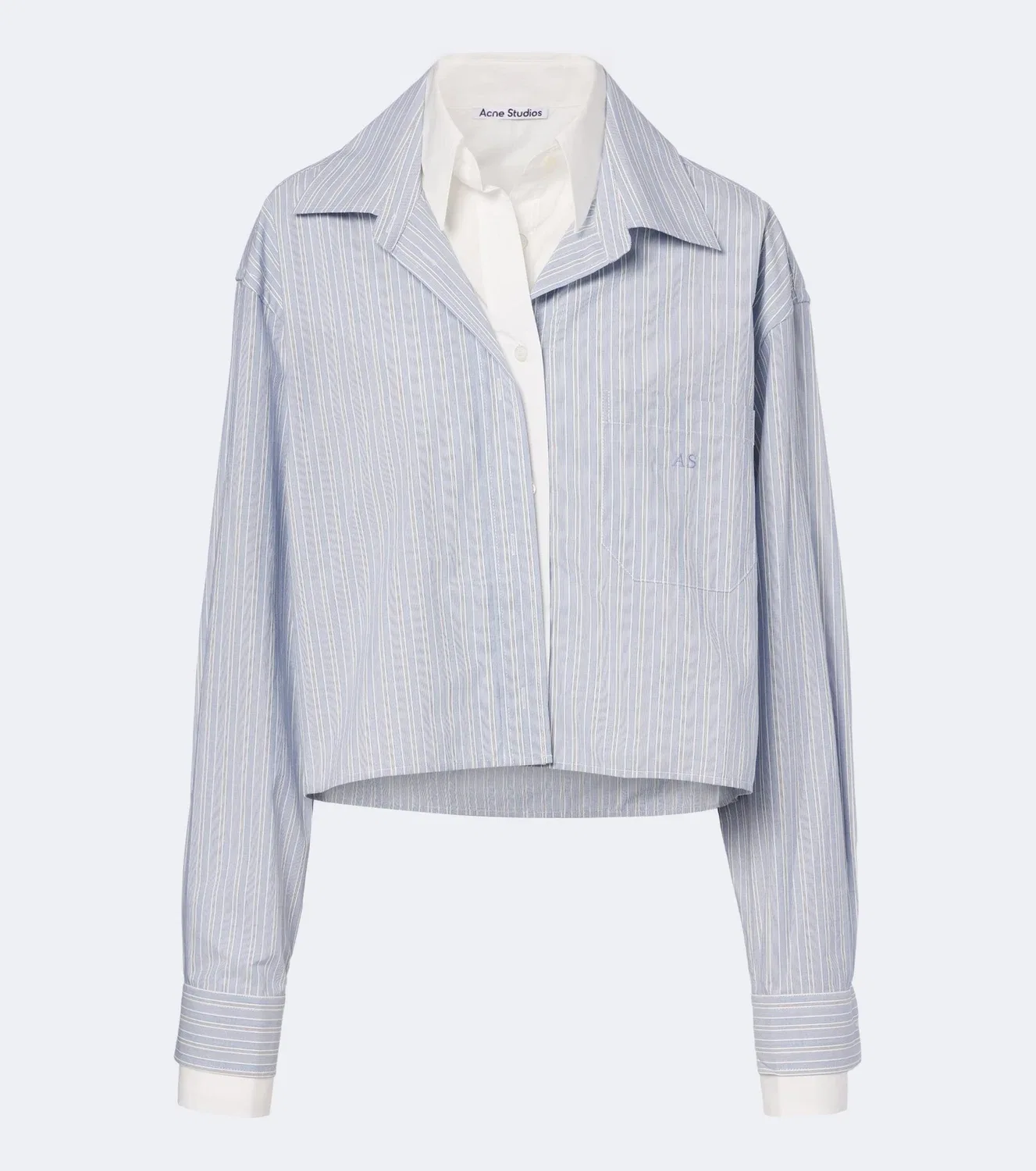 Укороченная рубашка в полоску Acne Studios, синий