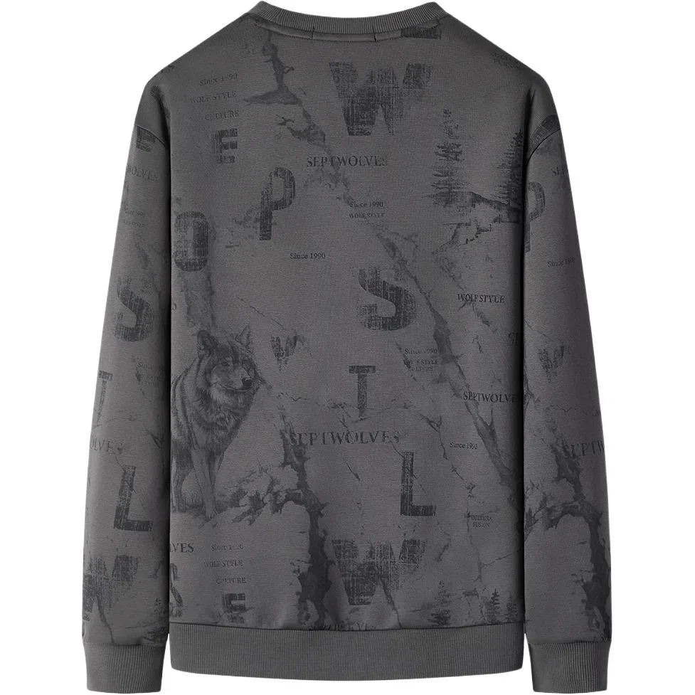 Детский свитшот с круглым вырезом, свободный крой, Black Gray, SEPTWOLVES — фото 3