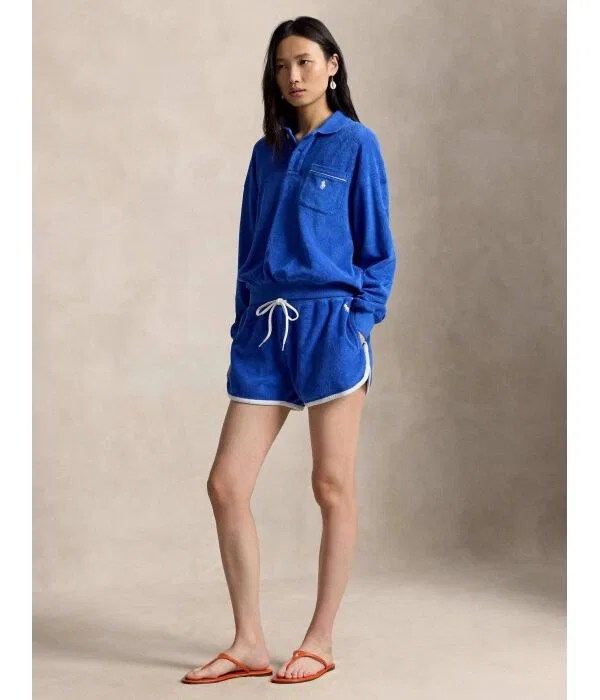 Женская футболка-поло с длинным рукавом хлопковая Polo Relaxed Fit Polo Ralph Lauren, Blu Marino — фото 2