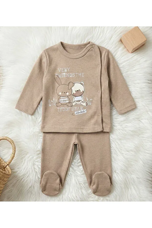 Детский комплект для новорожденных с принтом Bear Brothers Elbebek Baby, Brown — фото 3