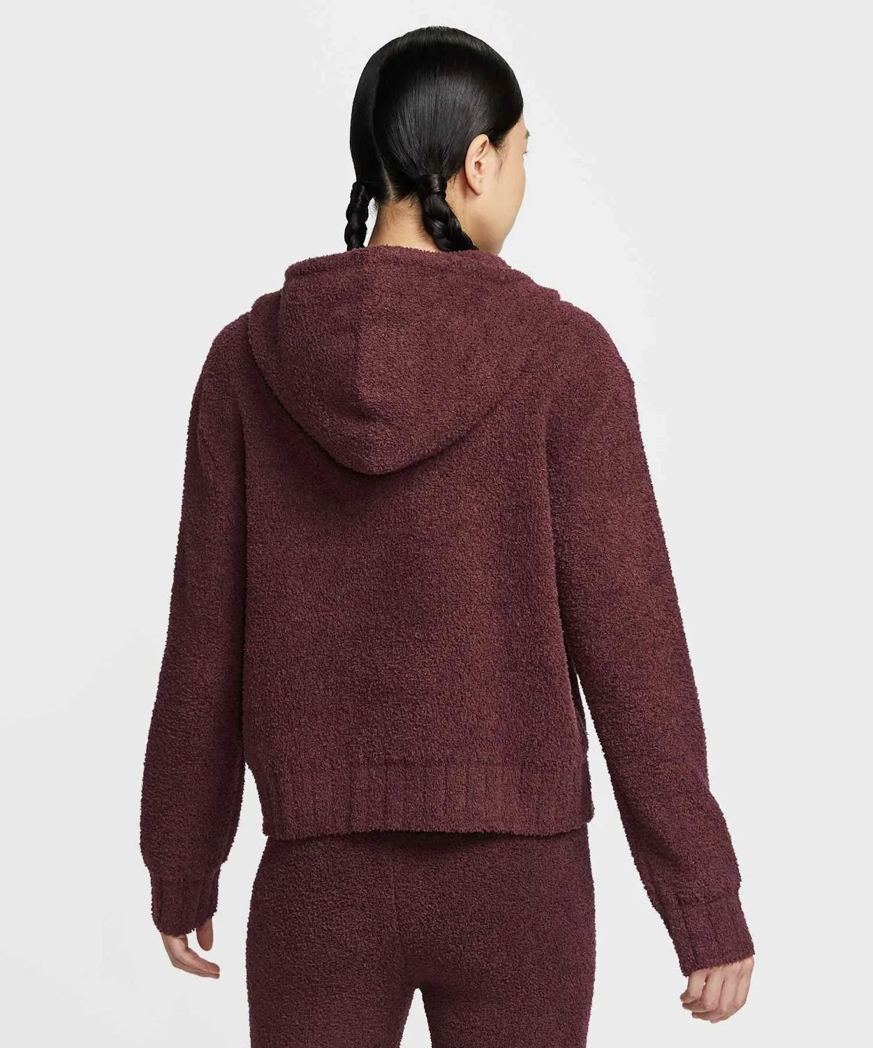 Женский свободный худи из букле с длинным рукавомNike Sportswear Phoenix Cozy Boucle, Burgundy Crush — фото 2