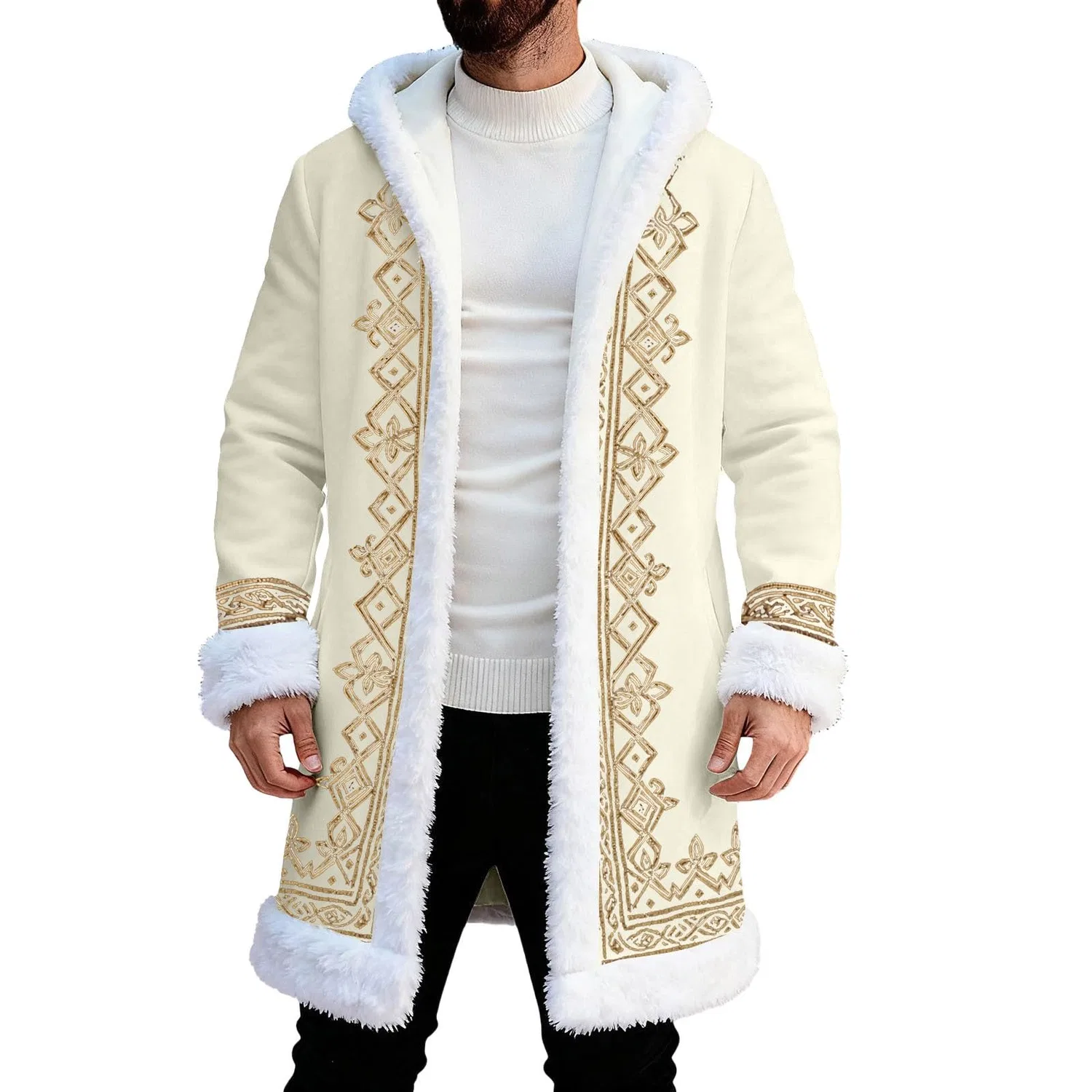 Мужское пальто-накидка с бахромой Merry Holiday, Bianco