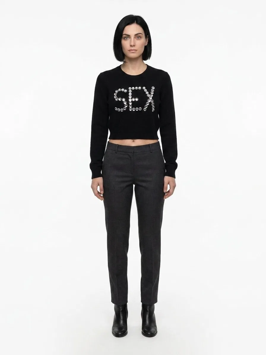 Женский пуловер с круглым выворотом Black Cashmere Sweatshirt Dolce & Gabbana, Black