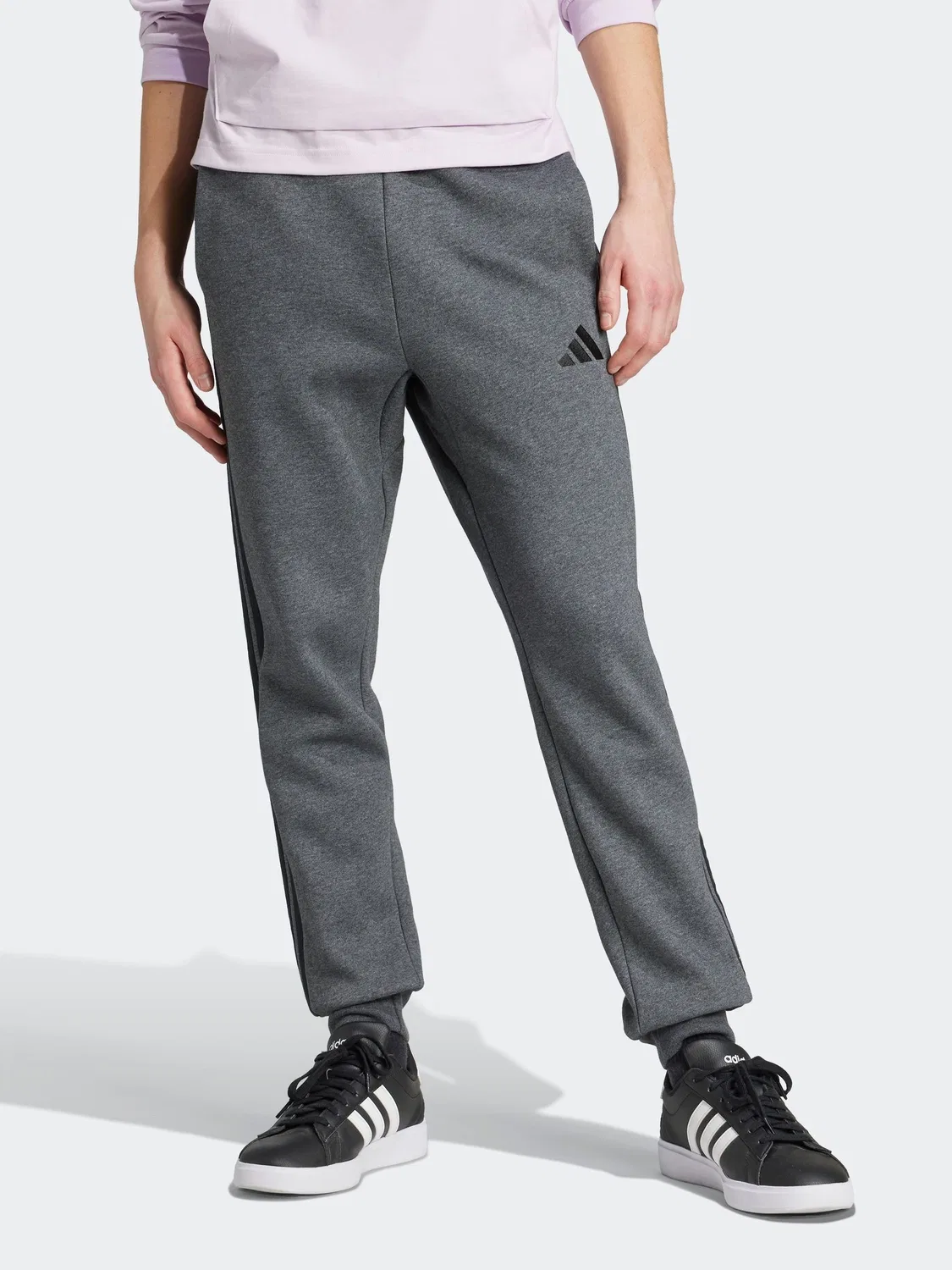 Джоггеры флисовые с лампасами adidas Essential, темно-серый