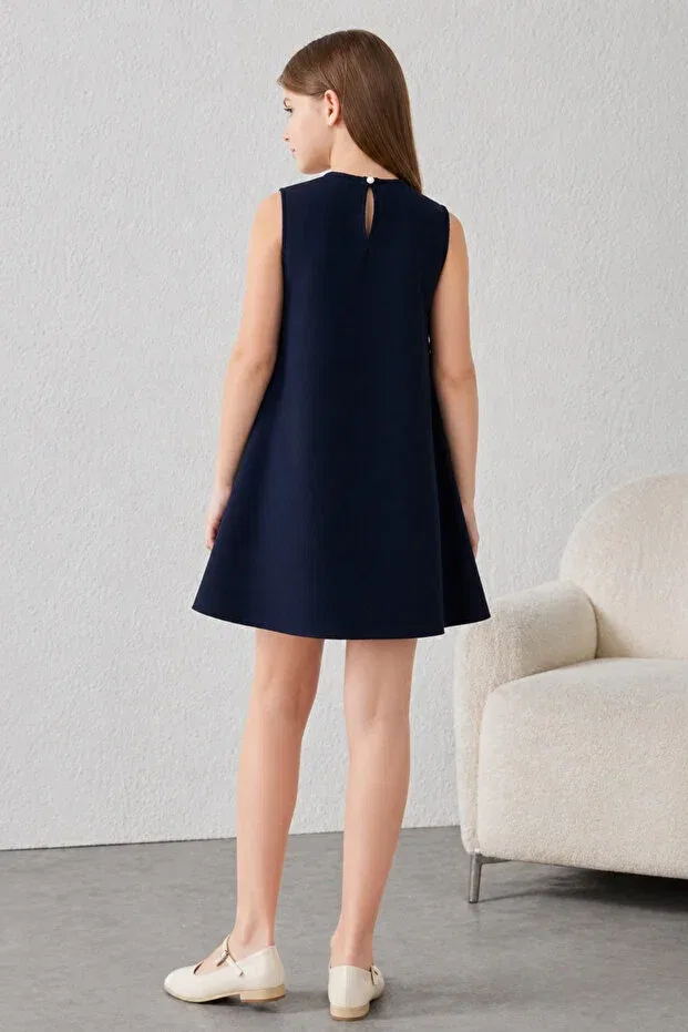 Детское платье для девочек с коротким рукавом Fesshera Kids, Navy Blue — фото 2