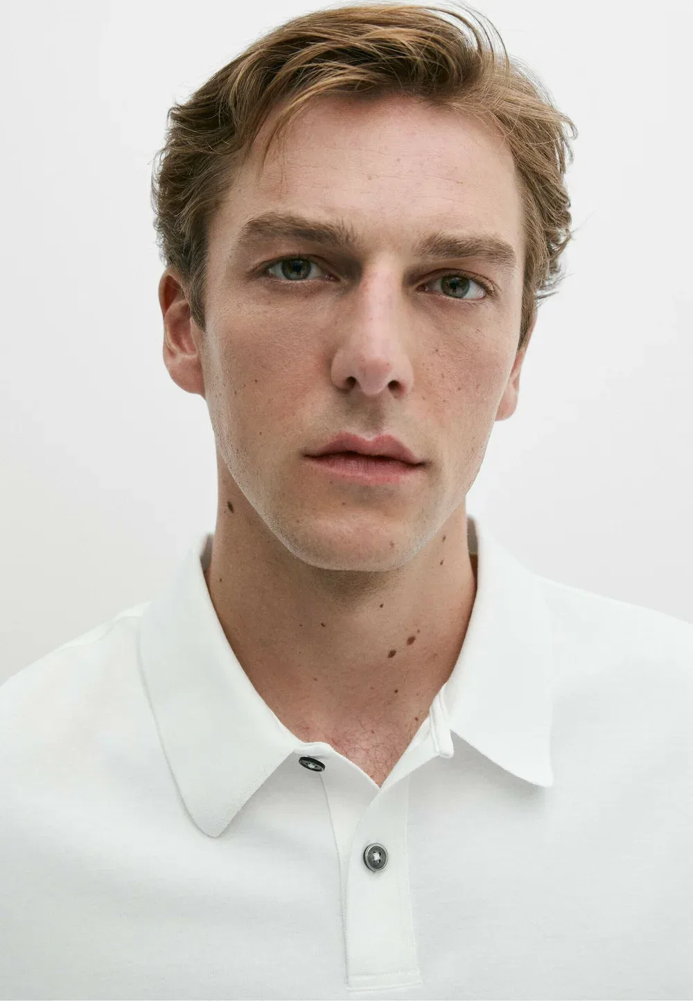 Поло с коротким рукавом из 100% хлопка - рубашка поло Massimo Dutti, White — фото 4