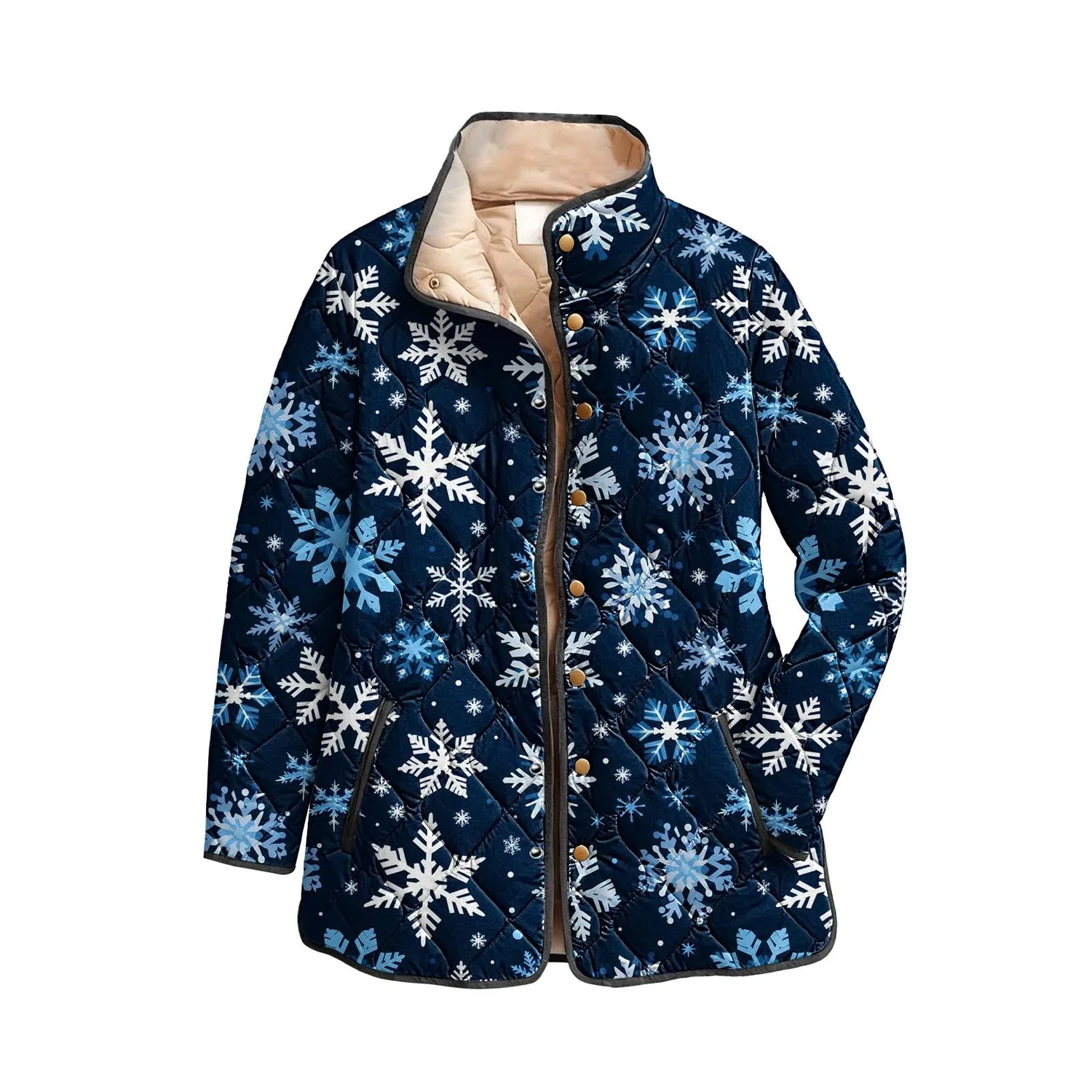 Женская куртка с рождественским принтом, B-light blue — фото 2