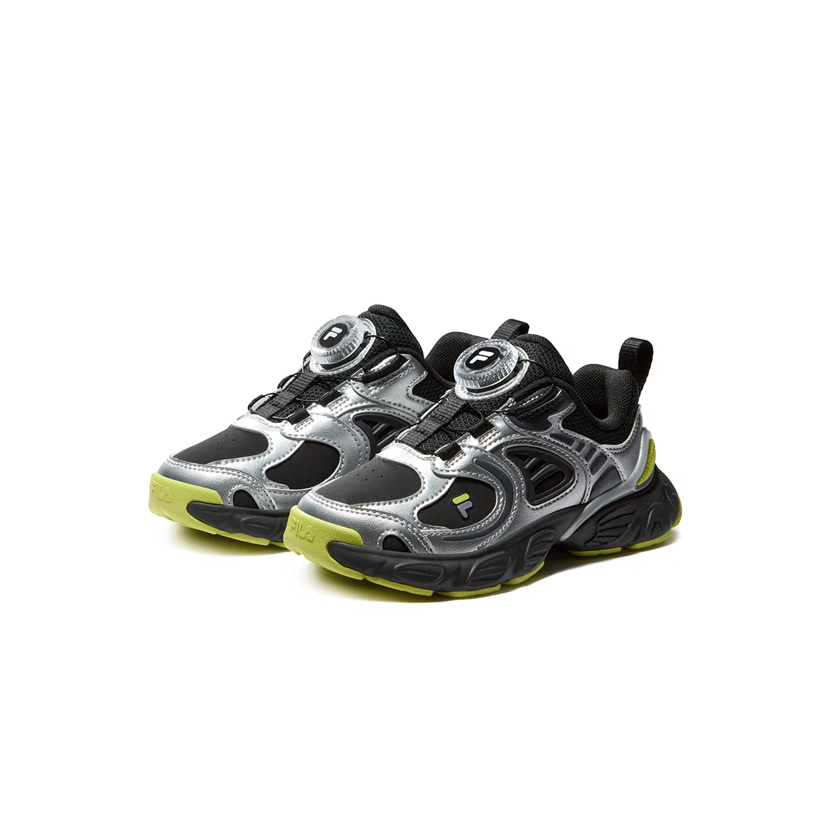 Детские кроссовки для бега с ретро-дизайном FILA KIDS, Black/Space Silver — фото 4