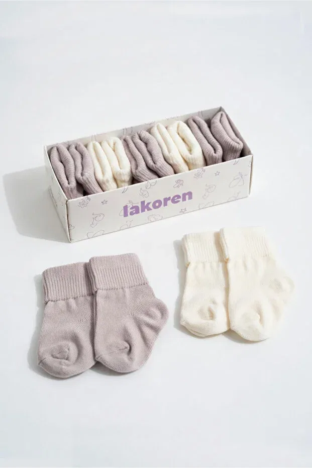 Детские носки для новорожденных хлопковые Lakoren, White And Light Beige