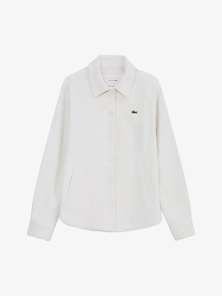 Рубашка LACOSTE из кордуроя удлиненная, повседневная, оливковая — фото 4