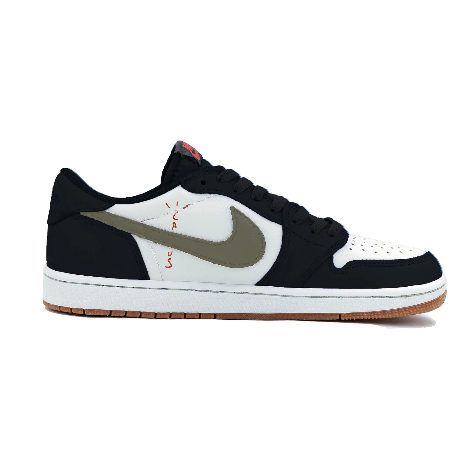 Кроссовки Travis Scott Air Jordan 1 Vintage Basketball Shoes Women's Low-top Black/white, черный — фото 2
