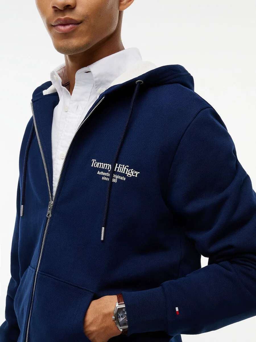 Толстовка на молнии TOMMY HILFIGER, темно-синяя — фото 2