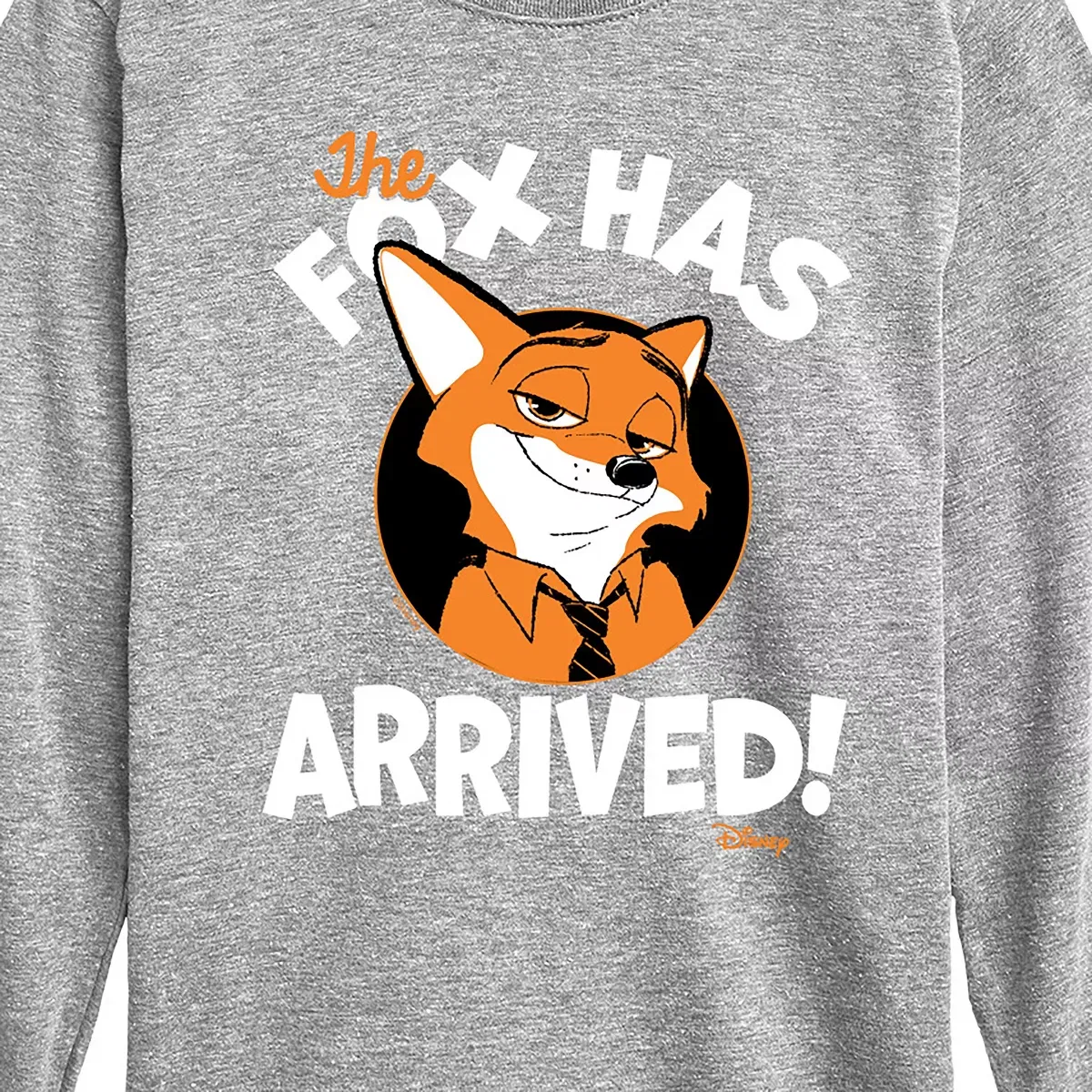 Детская футболка с длинным рукавом с принтом The Fox Has Arrived Disney, Athletic Heather — фото 2