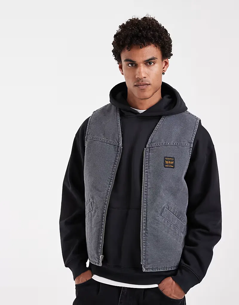 Жилет джинсовый Saratoga Wokwear Levi's, выстиранный черный