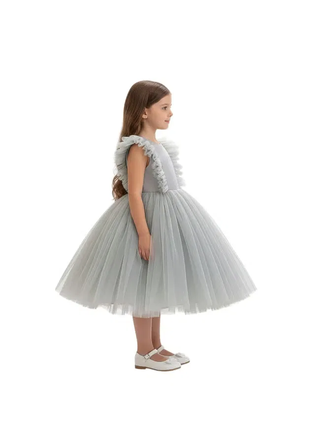 Платье с пышной юбкой из фатина Tulle party dress D'Daniela, светло-серый — фото 3