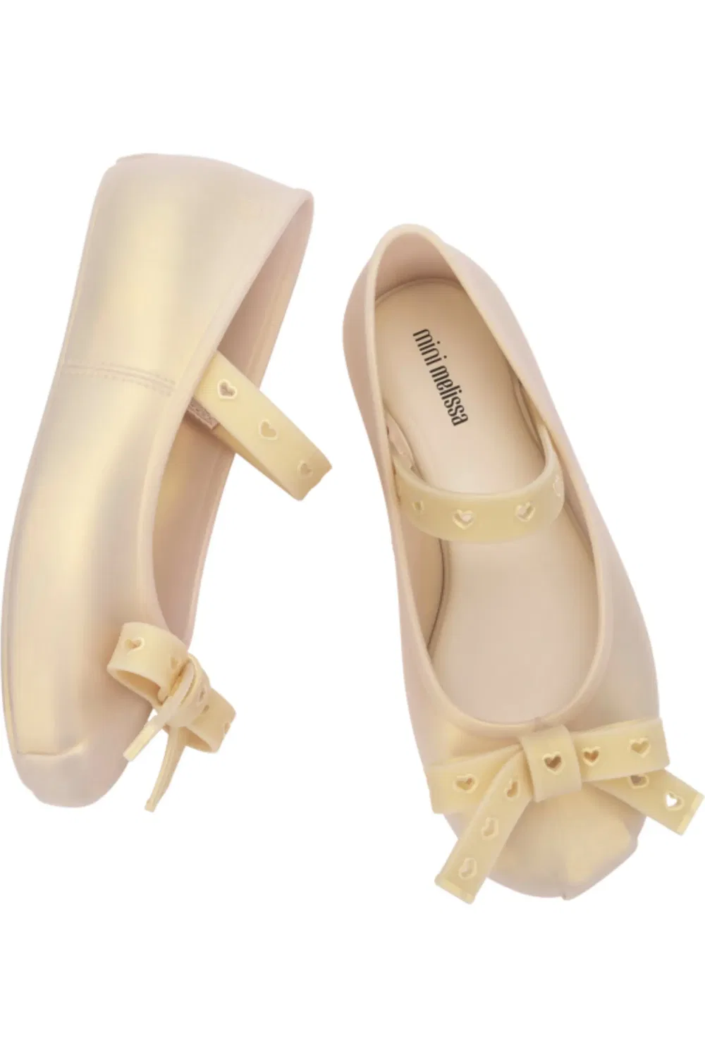 Детские туфли Мэри Джейн с бантом и вырезами Mini Sophie Crush Mini Melissa, Pearly Beige — фото 4
