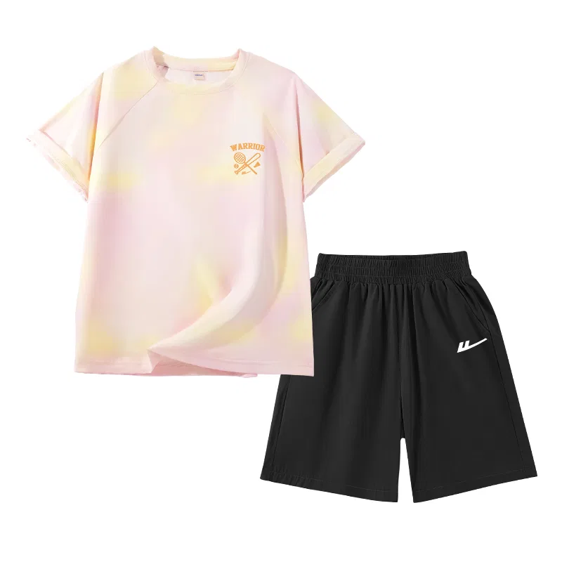 Детский спортивный комплект с круглым вырезом, H Racket Yellow, WARRIOR, Pink Yellow