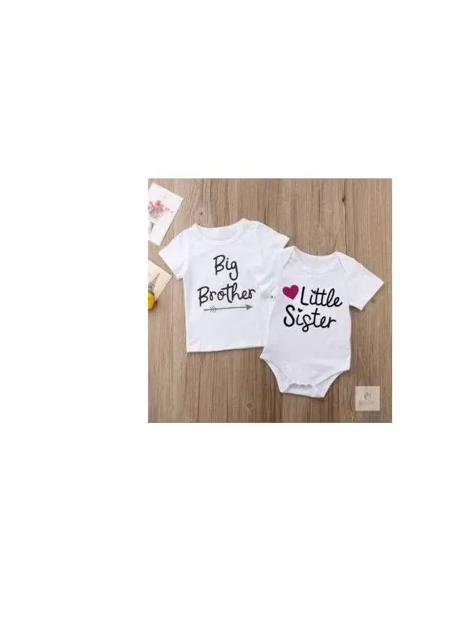 Комплект одежды для брата и сестры с принтом Matching Family Outfits, белый — фото 2