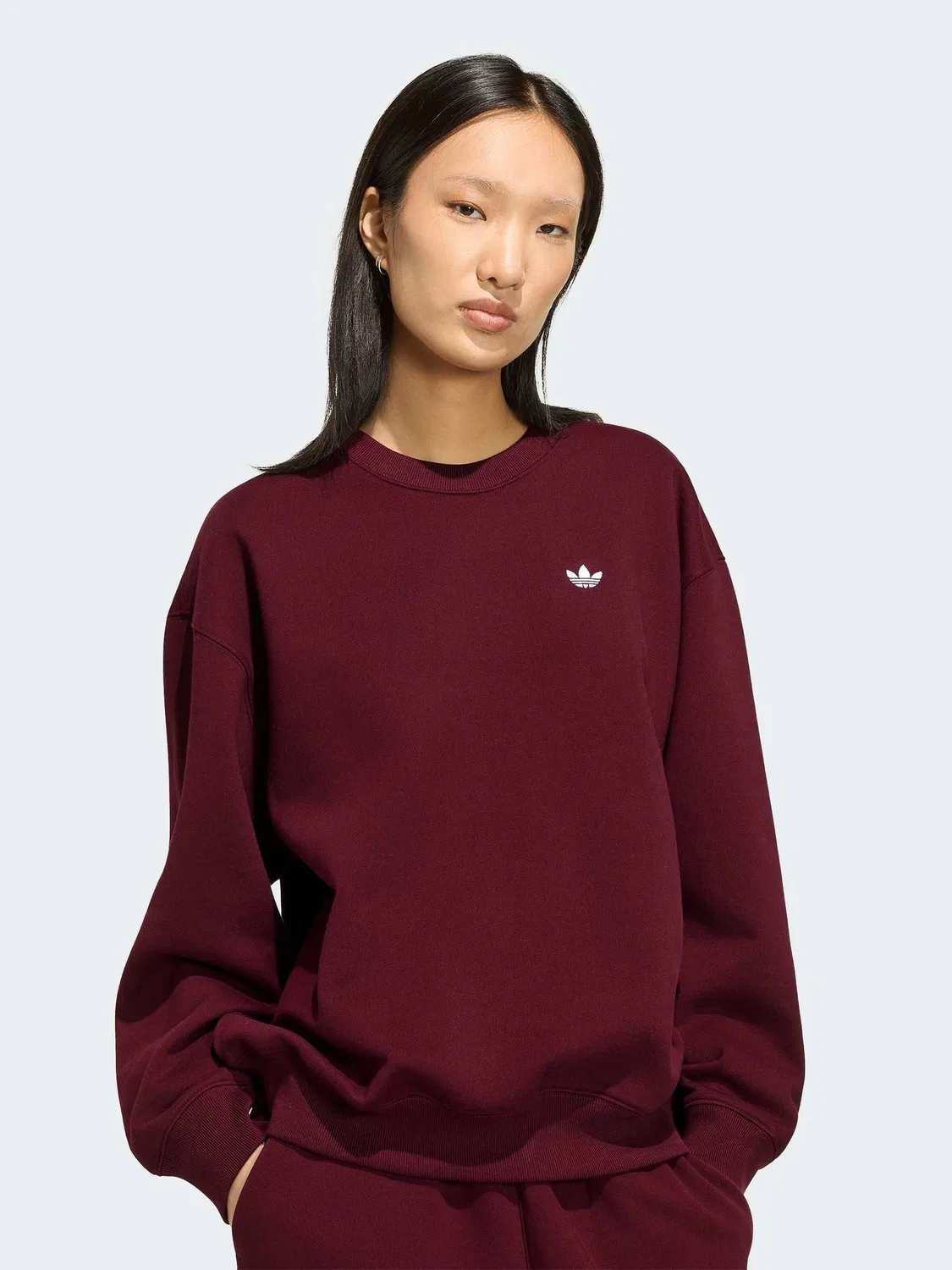 Свитшот с круглым вырезом, оверсайз, Essentials, adidas Originals, красный — фото 2