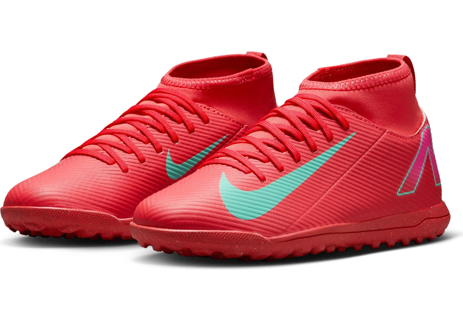 Детские кроссовки для мальчиков с синтетическим верхом Jr Superfly 10 Club Tf NIKE, Ember Glow Aurora Green — фото 2