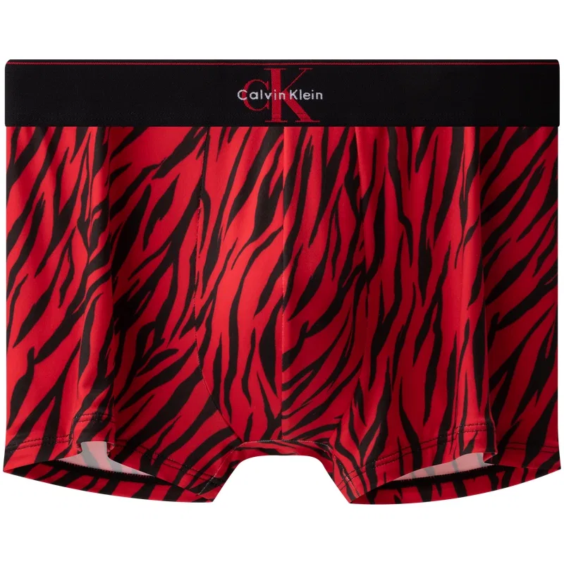 Мужские трусы-боксеры с черными полосами Calvin Klein, Red with Black Stripes