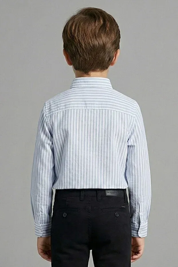 Детская рубашка для мальчиков с длинным рукавом Striped boy's shirt Mutlu Kids, Blue — фото 2