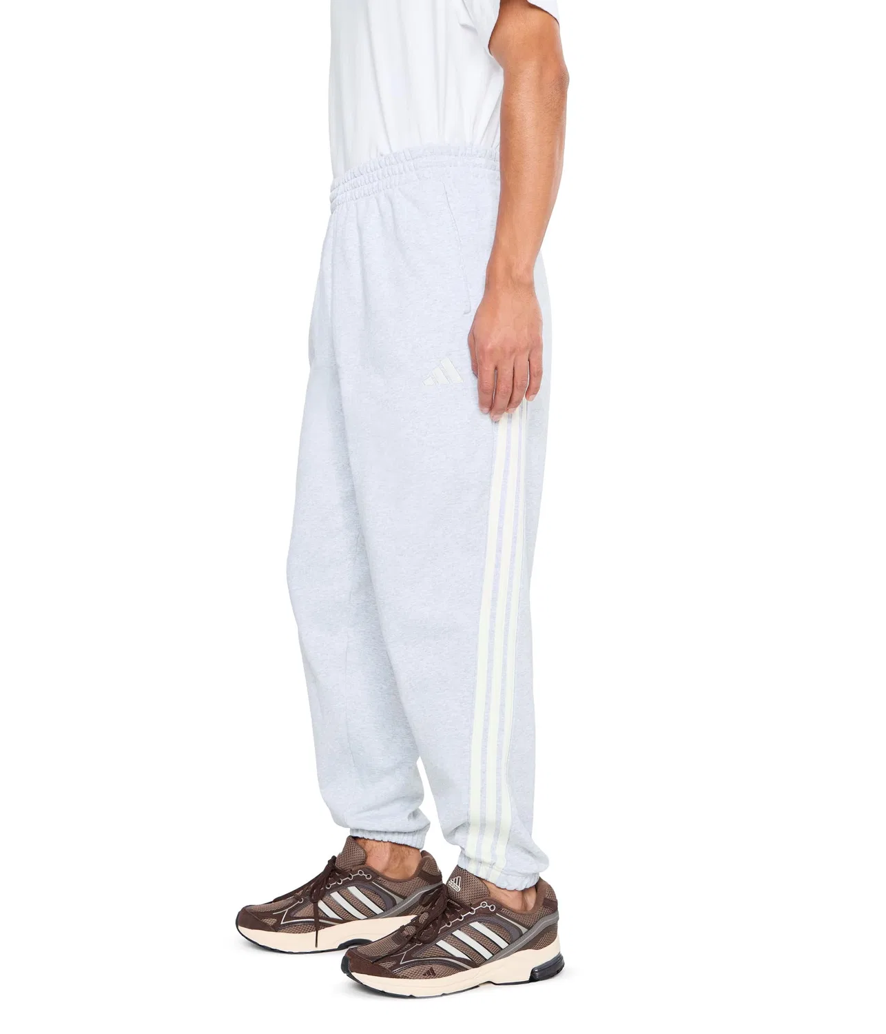Комплект из 3 полосатых брюк с манжетами. Adidas, Light Grey Heather/Off-White — фото 3