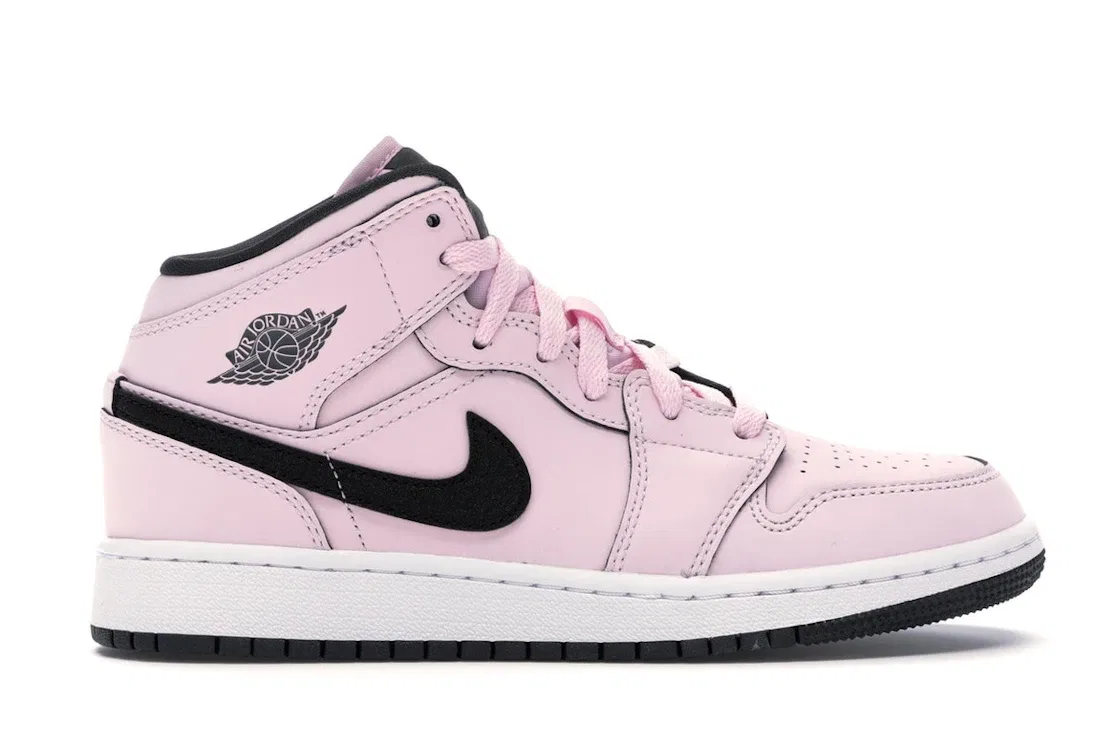Детские кроссовки Lifestyle с контрастным Swoosh Jordan 1 Mid Jordan, Pink Foam/Black-White