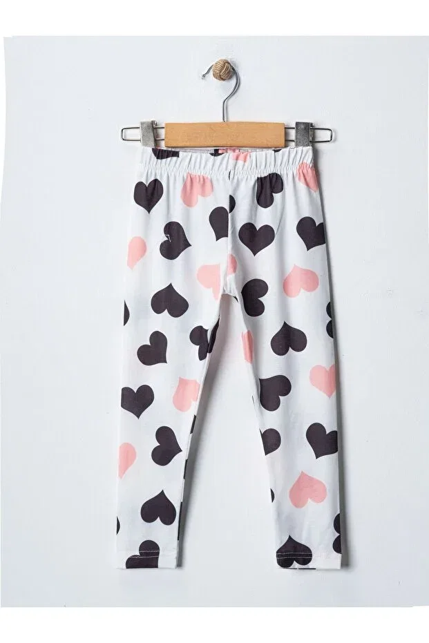 Детские леггинсы для девочек с принтом Heart Printed Tights Buufuu, White