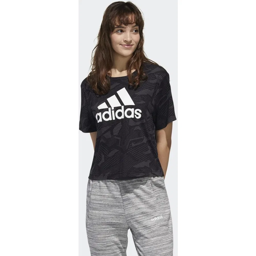 Футболка с принтом Essentials Allover Print adidas, Черный