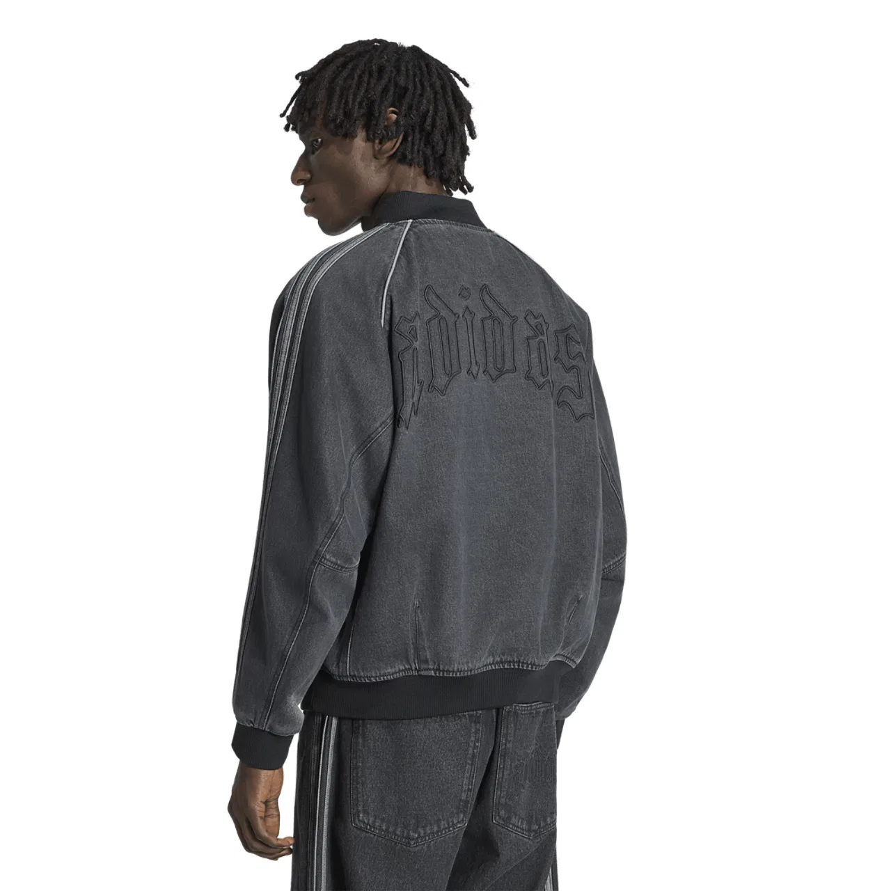 Мужская куртка из денима с принтом Superstar Denim Track Top, adidas, True Black Denim — фото 2