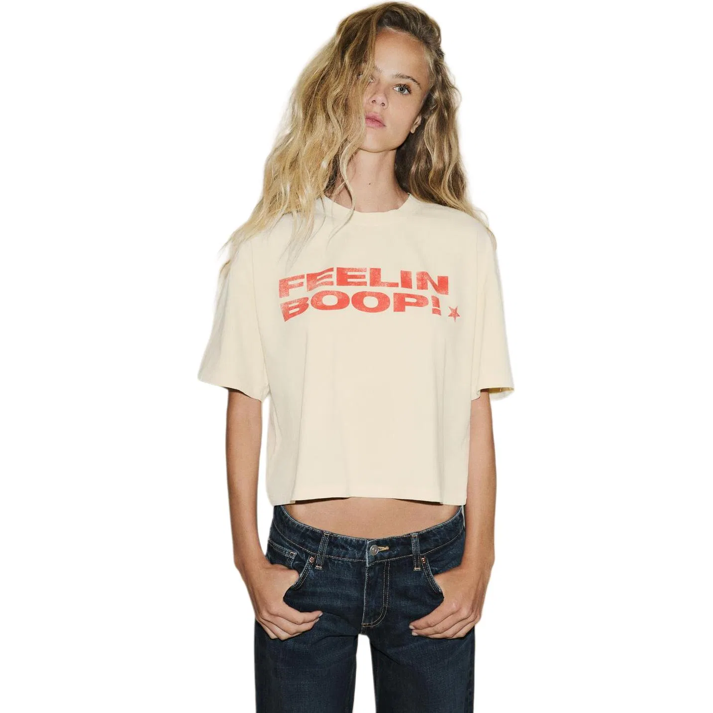Женская футболка с круглым вырезом Yellow ZARA, Желтый — фото 4