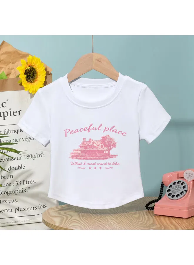 Футболка с принтом пейзажа с коротким рукавом Jeanswest, белый — фото 2