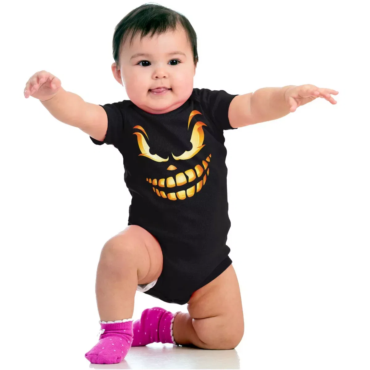 Детский боди-комбинезон с принтом Halloween Evil Pumpkin Brisco Brands, Black — фото 4