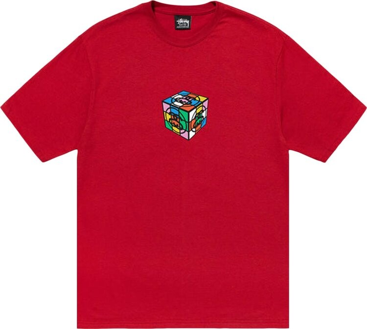 

Футболка Stussy Cube Tee 'Dark Red', красный