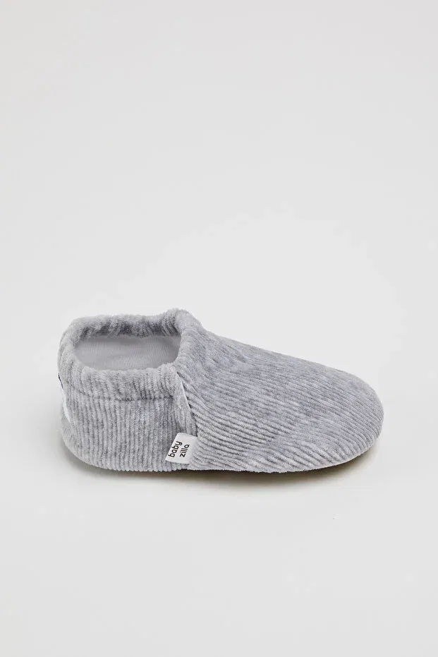 Детские пинетки для новорожденных из вельвета Non-Slip sole Babyzilla, Gray — фото 3