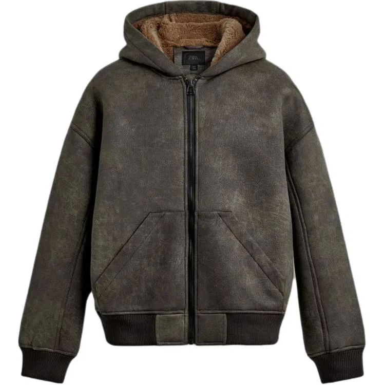 Мужская куртка с капюшоном двусторонняя ZARA, Khaki Green