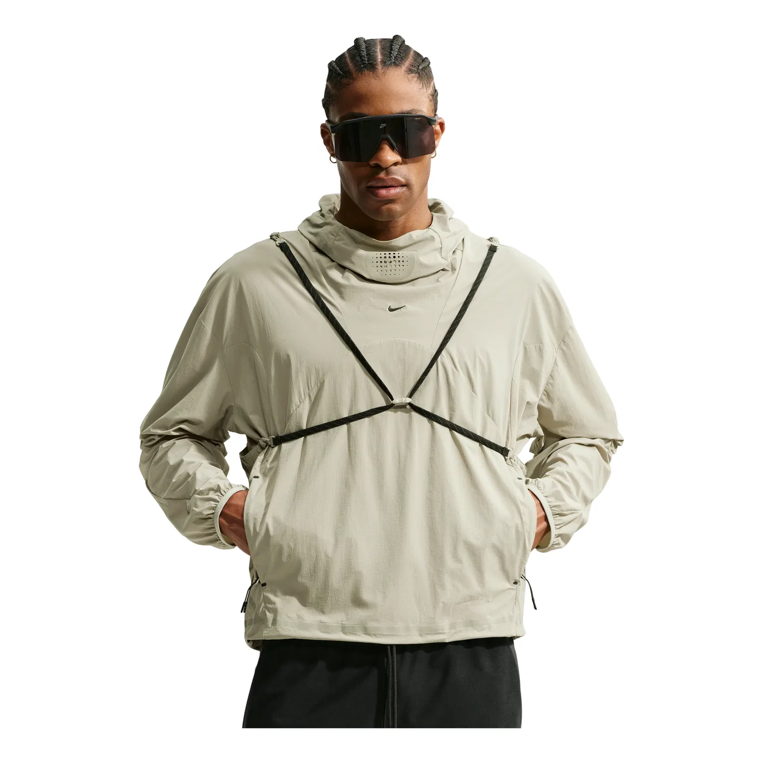 Мужское худи для бега Tech Helios Dri-FIT Convertible Top 'Spruce Fog Light Pumice Black' Nike, Spruce Fog/Light Pumice/Black