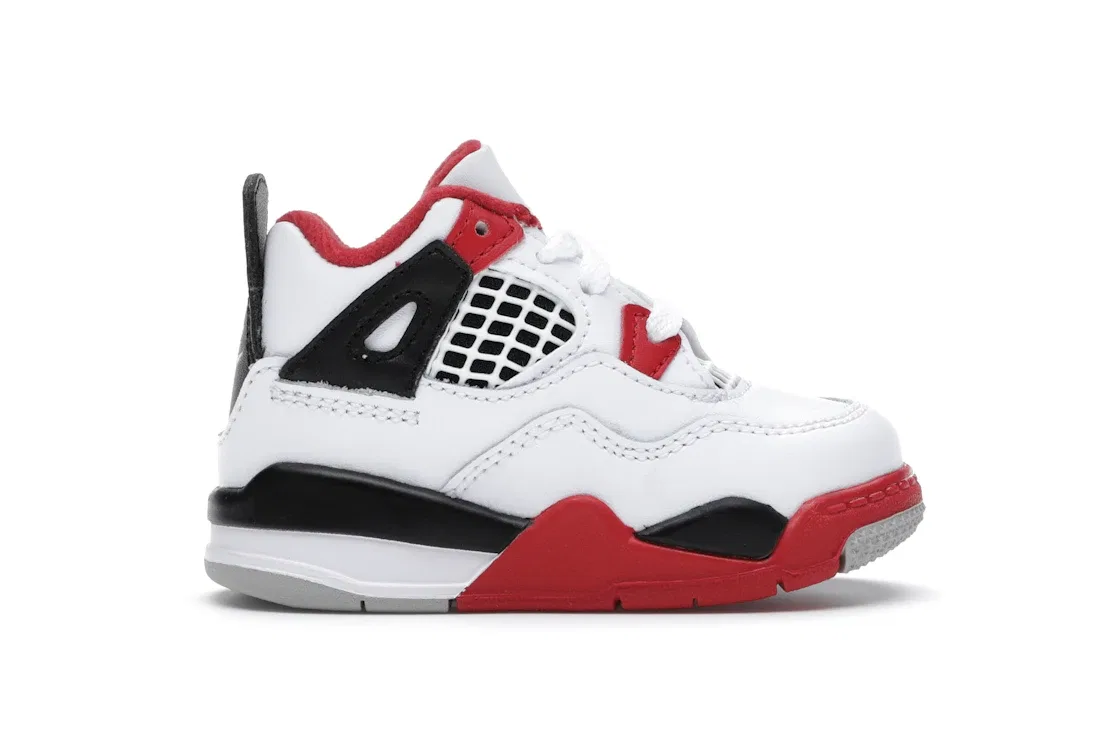 Детские кроссовки Lifestyle Jordan 4 Retro, White/Black-Tech Grey-Fire Red
