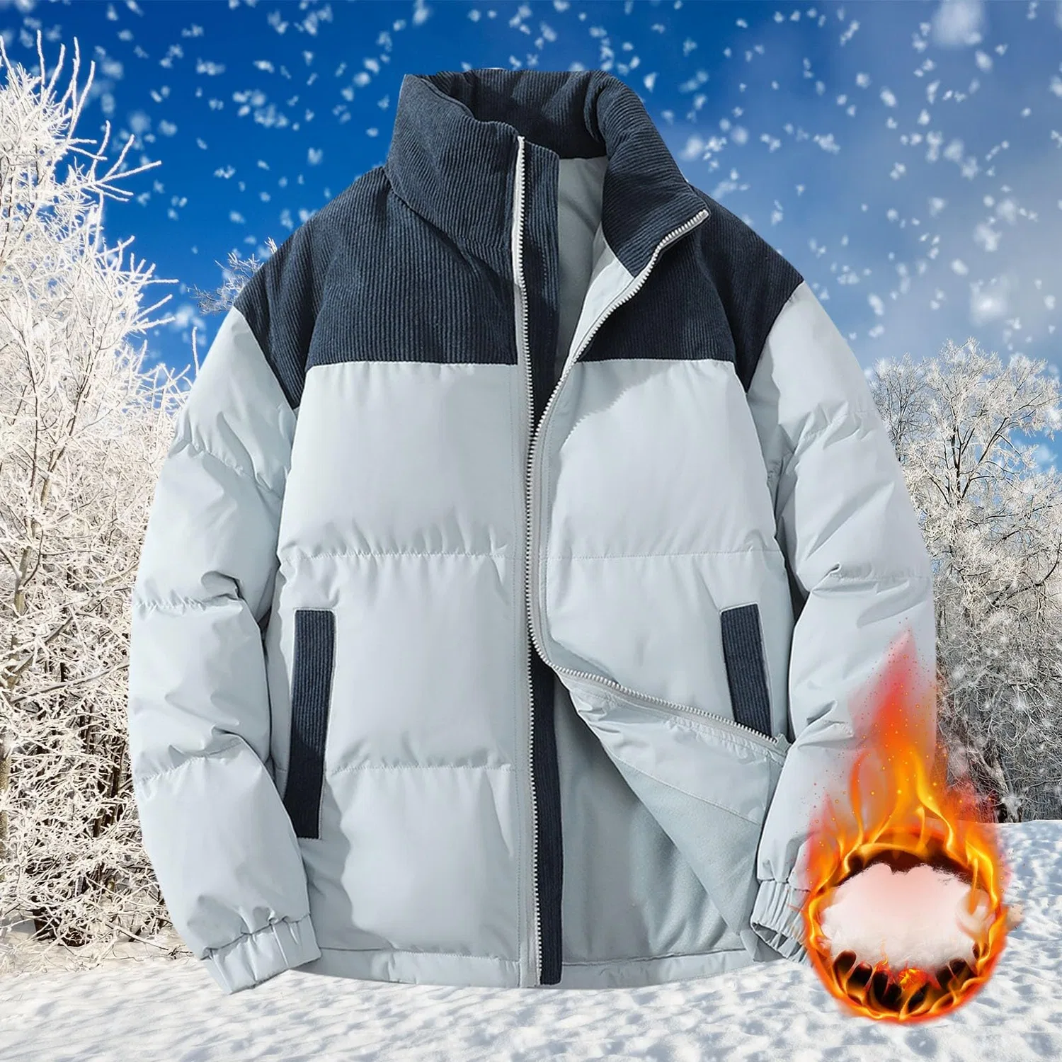 Женская зимняя куртка с принтом Winter Warm Down Jacket, Navy blue — фото 2