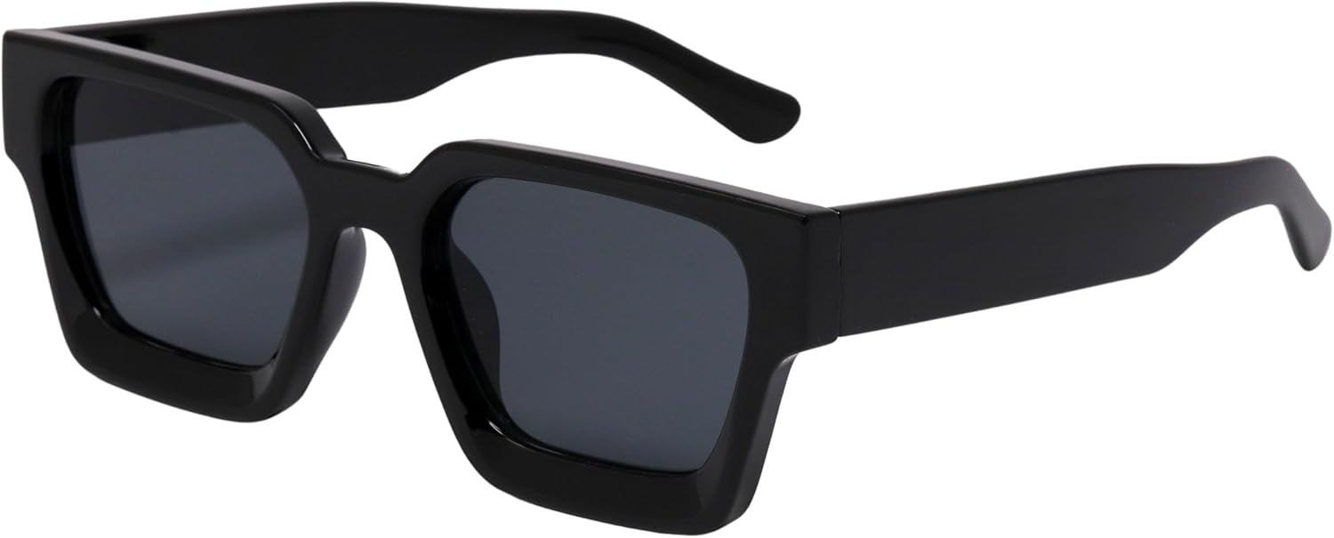 

Ретро-солнцезащитные очки в квадратной оправе для женщин и мужчин, модные массивные прямоугольные солнцезащитные очки с защитой от УФ-излучения UV400 RAVI EYEWEAR, Black