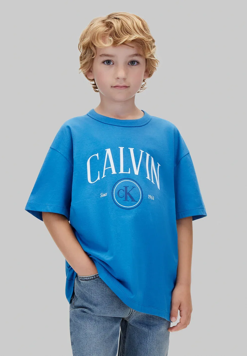Детская футболка с графическим логотипом - футболка с принтом Calvin Klein Jeans, Vallarta Blue — фото 2
