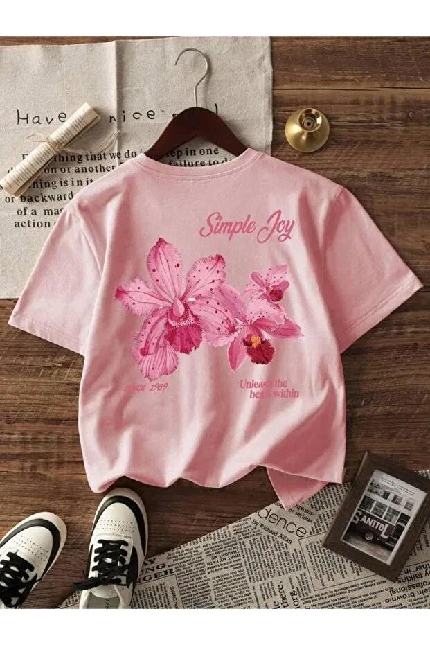 Детский комплект футболок для девочек с принтом Morning Kids, Beige-Pink-White1 — фото 3